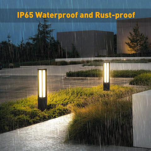 Landscape Path Light 32 Inch Outdoor Bollard Aluminum 8W 800LM LED Lighting For Lawn Patio Courtyard Driveway And Garden Weatherproof