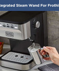 Semi-Automatic Espresso Machine With 15 Bar Pressure, Grounds Or ESE Pods Compatible, Built-In Milk Frother In Use