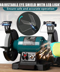 Built Tough 6 Inch Variable Speed Bench Grinder With Brushless Motor Grinding Wheel Dresser Led Work Light Cast Iron Base for sharpening with eye shield
