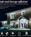 132Ft Outdoor Christmas Lights With 1222 LEDs And 282 Drops, curtain fairy lights on house, night view, festive ambiance