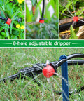 Adjustable Drip Irrigation Emitters Pack Of 200 Pcs One Quarter Inch Barb Connectors for garden with 8-hole spray