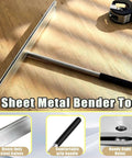 15.25 Inch Sheet Metal Bender Hand Tool With 1 Inch Fold Depth Manual Hemming Tool on wooden surface, silver with black handle.
