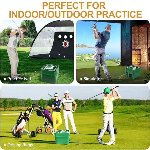 Automatic Golf Ball Dispenser And Tee Up Trainer For Driving Range And Home Practice With 40 Ball Capacity in use