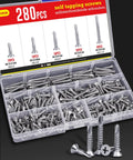 Shop Tough Assorted Self Tapping Screws For Metal Sheets And Wood Construction Rock Solid Stainless Steel Phillips Head Drill Point Fasteners in labeled kit