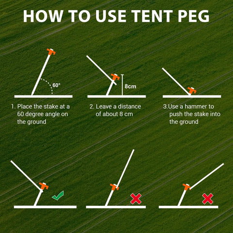 How to use Heavy Duty Galvanized Tent Stakes Ten Pack: Rust-Proof Steel Canopy Anchors For High Winds with illustrated steps