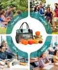 Insulated Lunch Bag for Outdoor Adventures With Desert Landscape Clouds Design surrounded by picnic, camping, office, school scenes
