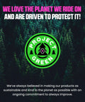 Front view of Project Green circular logo on a forest backdrop with sustainability message.