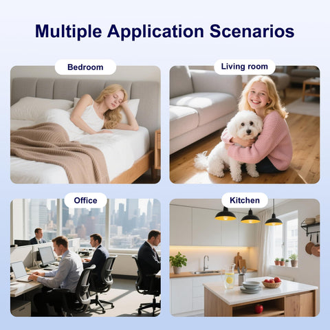 Scenes showing home and office setups for Three Pack AP-1512HH Filter Replacement for Airmega AP-1512HH and Airmega 200M Purifiers.