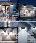 Super Bright Solar Outdoor Lights 2-Pack With Motion Sensor, 178 LEDs, 270 Degree Wide Angle, installed on patio and garage