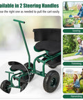 Rolling Garden Seat With Wheels, 360 Degree Swivel, Height Adjustable Work Stool featuring dual handle options