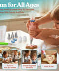 Versatile Big Time Premium 67 Piece Cookie Decorating Kit Featuring Royal Icing Tools, piping bags being used to decorate cookies.