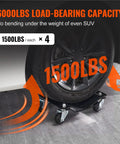 Heavy Duty Car Wheel Dollies Moving Cart With Locking Brakes Rock Solid Vehicle Hauler under SUV wheel with 1500 lbs capacity.