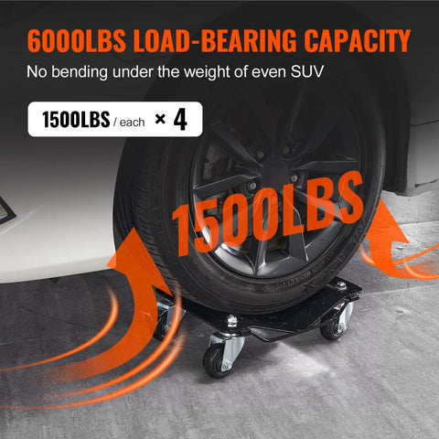 Heavy Duty Car Wheel Dollies Moving Cart With Locking Brakes Rock Solid Vehicle Hauler under SUV wheel with 1500 lbs capacity.