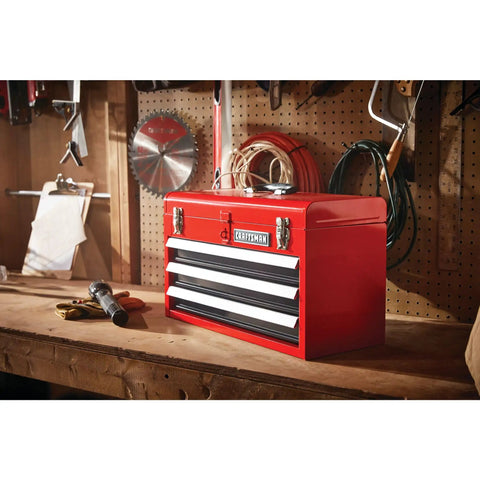 Portable 3 Drawer Tool Chest With Wrench Organizer, Stainless Steel Heavy Duty Storage For The Jobsite Or Garage, Holds Up To 25 Lb Per Drawer, Easy To Transport And Keep Tools Sorted