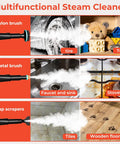 Heavy Duty 2500W Steam Cleaner With 1.9 Quart Tank And Four Bar High Pressure for diverse cleaning tasks with accessories in use