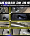 Before and after results using Tesla Rim Touch Up Paint Kit For Model Y, Model 3, Model S, And Model X Wheels with scratch repair.