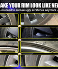 Before and after shots of Tesla wheels using Tesla Model Y Rim Touch Up Paint Kit For 20 Inch Induction And 19 Inch Crossflow Wheels.