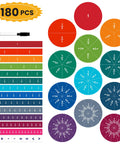 Magnetic Fraction Tiles And Circles Set For Kids, 180 Pieces, Hands On Fraction Learning System showing tiles and circles.