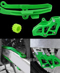 Beefed-Up Chain Guide Slider With Swingarm Roller Replacement For KX250F 2009-2020 And KX450F 2009-2018 Dirt Bikes Green Durable Plastic