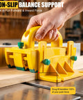 Table Saw Push Block For Woodworking With No Slip Grip And Multidirectional Control showing balance support on table saw