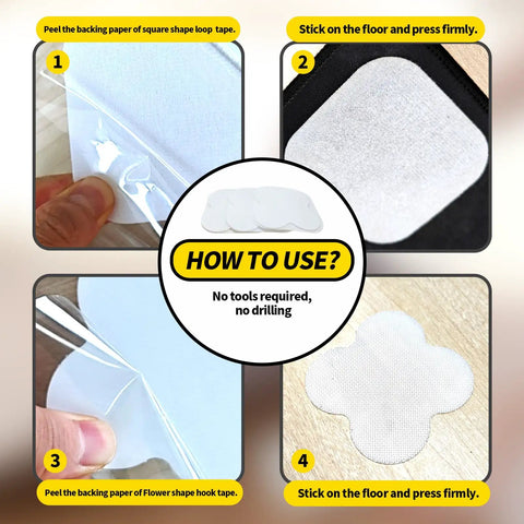 Step-by-step guide for using Heavy Duty Rug Gripper Tape With Detachable Hook And Loop Strips For Hardwood Floors And Tile