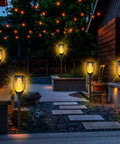 7 Pack Solar Torch Lights With Flickering Flame For Realistic Look, Large Size Garden Decor For Pathway Patio And Yard Vibes