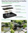 Diagram of 8 Inch Pond Waterfall Spillway With RGB LED Lights and Clean Pond Before and After Installation