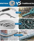 Garden Hose 100FT metal hose with 10-function nozzle; leak-proof connectors, kink-free, ultra-flexible, rust/puncture resistant