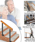 Rock Solid Outdoor Wooden Handrail For 1 To 3 Steps Hella Strong Wall Mount on brick steps, sturdy support for seniors and kids.