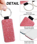 Dope 8 Pack Sublimation Blanks Keychains Glitter Rectangle Set In Gold Blue Black Pink PU Leather With Stainless Steel Ring DIY