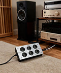 Top Shelf Six Socket 110V Filtered Power Strip And Audiophile Conditioner For Pro Audio Rigs Plus Home Theater Setup with six outlets.