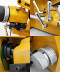 Close-up of Professional Grade Benchtop Cutter And Drill Bit Sharpener Machine showing spindle and adjustment dials for precise sharpening.