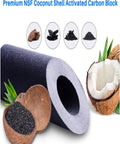 Deep Clean Carbon Block Water Filter Cartridge 10 Inch By 2.5 Inch, Compatible With Flow Pur 8 And WCBCS-975-RV, coconut shell activated charcoal close-up.