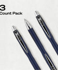 Super Smooth Hybrid Ink Ballpoint Pens with Black 0.7 Mm Fine Point Tips Pack of 3 on a light background.