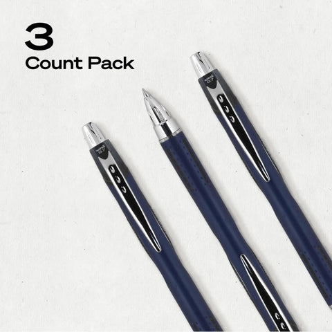 Super Smooth Hybrid Ink Ballpoint Pens with Black 0.7 Mm Fine Point Tips Pack of 3 on a light background.