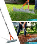 Heavy Duty Dethatcher Rake For Lawns With 5 Ft Handle And 70 Inch Adjustable Shaft 19 Tine Thatch Rake For Lawn Loosening Soil