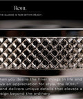 Close-up of ROHL decorative shower drain with intricate diamond pattern, showcasing a polished appearance for elegant design.