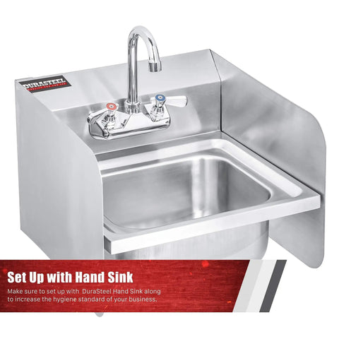 Heavy Duty Stainless Steel Sink Splash Guard 17 By 12 Wall Mount Shield for Commercial Kitchens with sink setup view