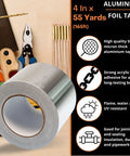 Heavy Duty Aluminum Foil Tape 4 Inch Wide By 55 Yards Pro Grade Extra Wide Silver Metal Tape For HVAC Sealing Insulation Patching