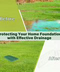 4In Grate Yard Drain With Expanded Drainage Surface For Sump Pump Discharge And Downspout Extensions before and after effect