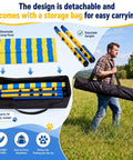 Man carrying Metal Adjustable Dog Agility Jump Set With Nine Height Levels For Backyard And Indoor Training Pro Grade All In One Extra Stable Foldable Hurdles Durable Gear For Canine Jumping Practice Includes Carrying Bag For Easy Transport in outdoor setting