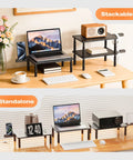 3 Height Adjustable Monitor Stand Riser For Desk And Workstation Elevates Computer Laptop TV And Printer With Metal Shelf