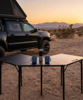 Folding Table Corner Brackets For Camping In Stainless Steel, 90 Degree Triangle Connection Plates outdoors with camping gear