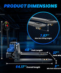 Heavy Duty 4400 Lb Motorized Electric Pallet Jack Truck With Quick Swap Battery, Fast Charge, And Compact Turning Radius dimensions graphic showing height, fork length, and width.