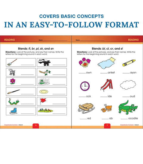 All In One Second Grade Comprehensive Skills Workbook For Reading Math Language Arts Spelling Grammar And Writing Practice Ages Seven To Eight illustration of phonics page with images