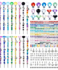 Colorful 513 Piece DIY Beaded Garden Stakes And Fairy Wand Craft Kit With Sparkling Crystal Accents and threads visible.