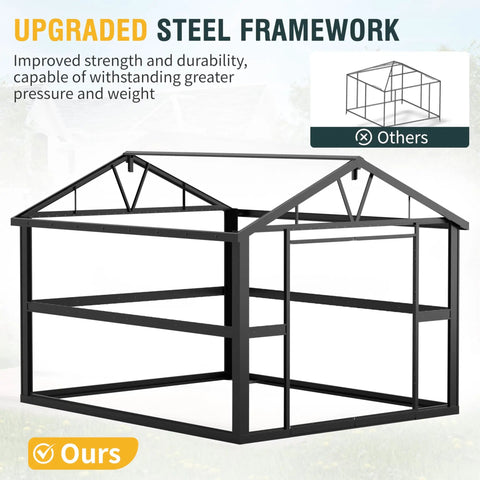 Extra Large 10x12 Outdoor Storage Shed With Lockable Doors, Metal Construction, Upgraded Steel Framework