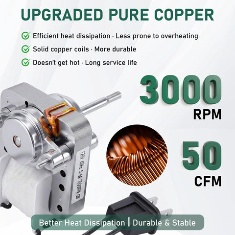 Direct Replacement Bathroom Exhaust Fan Motor For 686 687 8870 M686 S1200A000 YJF6158 120V Quiet Low Noise 3000 RPM 50 CFM