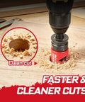 Half Inch HSS Bi Metal Hole Saw Kit With Shark Tooth Cutters for Wood Drywall PVC and Thin Metal Drilling, clean cut in wood.