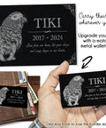Custom Rabbit Memorial Stone For Outdoor Gardens And Gravesite, Bunny Grave Marker With Personal Engraving shown with wallet card